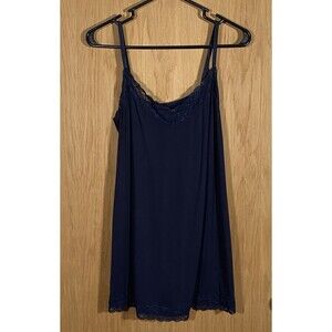 Lane Bryant Essential Lace Trim Cami Women's 1X Navy Blue Stretch Y2K Dark Fairy